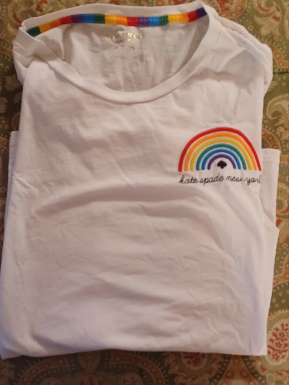 Kate Spade New York women's xxl white cotton Rainbow Pride Tshirt